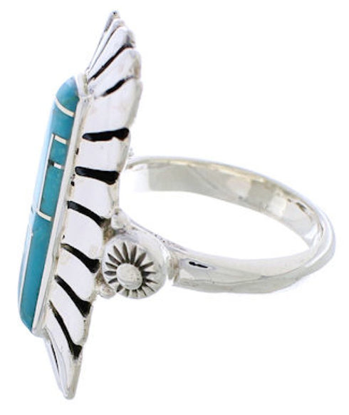 Turquoise Inlay Southwestern Ring Size 5-1/4 EX42852